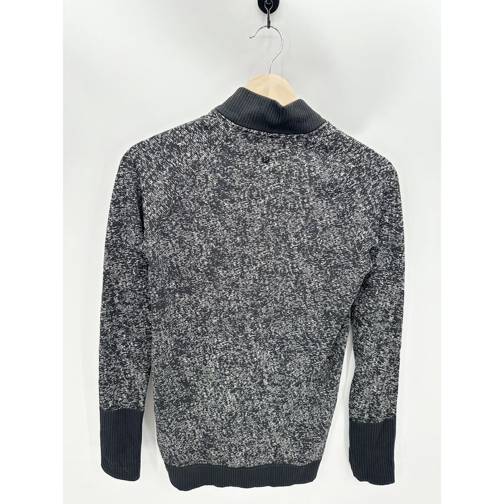 Lululemon Rest Less Half Zip Pullover Speckled Black White Womens Size 4 - Picture 2 of 9